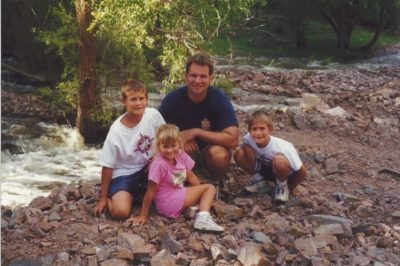 Joslin's dad and older brothers hiking